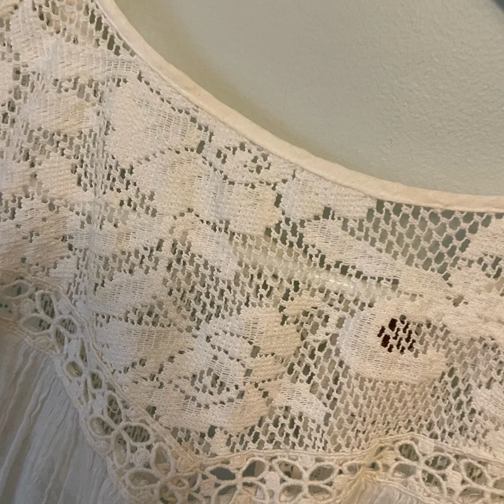 Free People White Lace Open-Back Tank Top Size Small - Picture 6 of 9